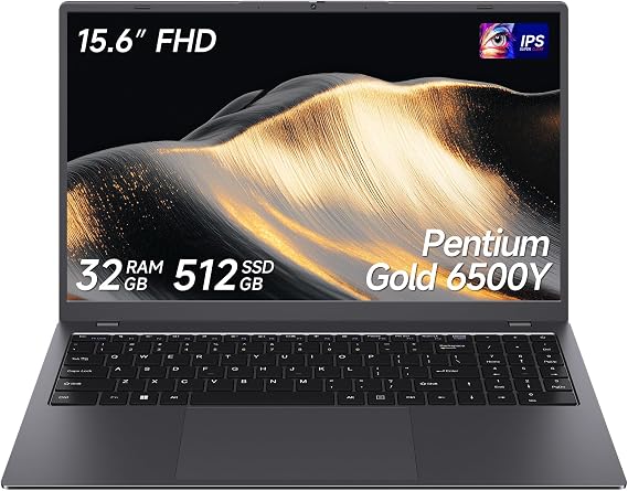 Laptop, Pentium Gold 6500Y Processor(Up to 3.4 GHz),16GB RAM 512GB SSD,15.6 Inch FHD IPS Display, 5000mAh Battery,Type-C,Portable Laptops Computer for Business Office