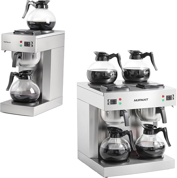 NUPANT Commercial Coffee Maker bundle- 12 Cup Commercial Coffee Maker with 2 Glass Carafes and 2 Warmers Plate & 24 Cup Commercial Drip with 4 Glass Carafes and 4 Warmers Plate