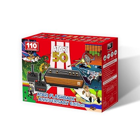 Atari Flashback Console 50th Anniversary Edition, Retro Game Console, Built-in 110 Classic Games, Two Joystick Controllers, HDMI, PLUG & PLAY on HD TV