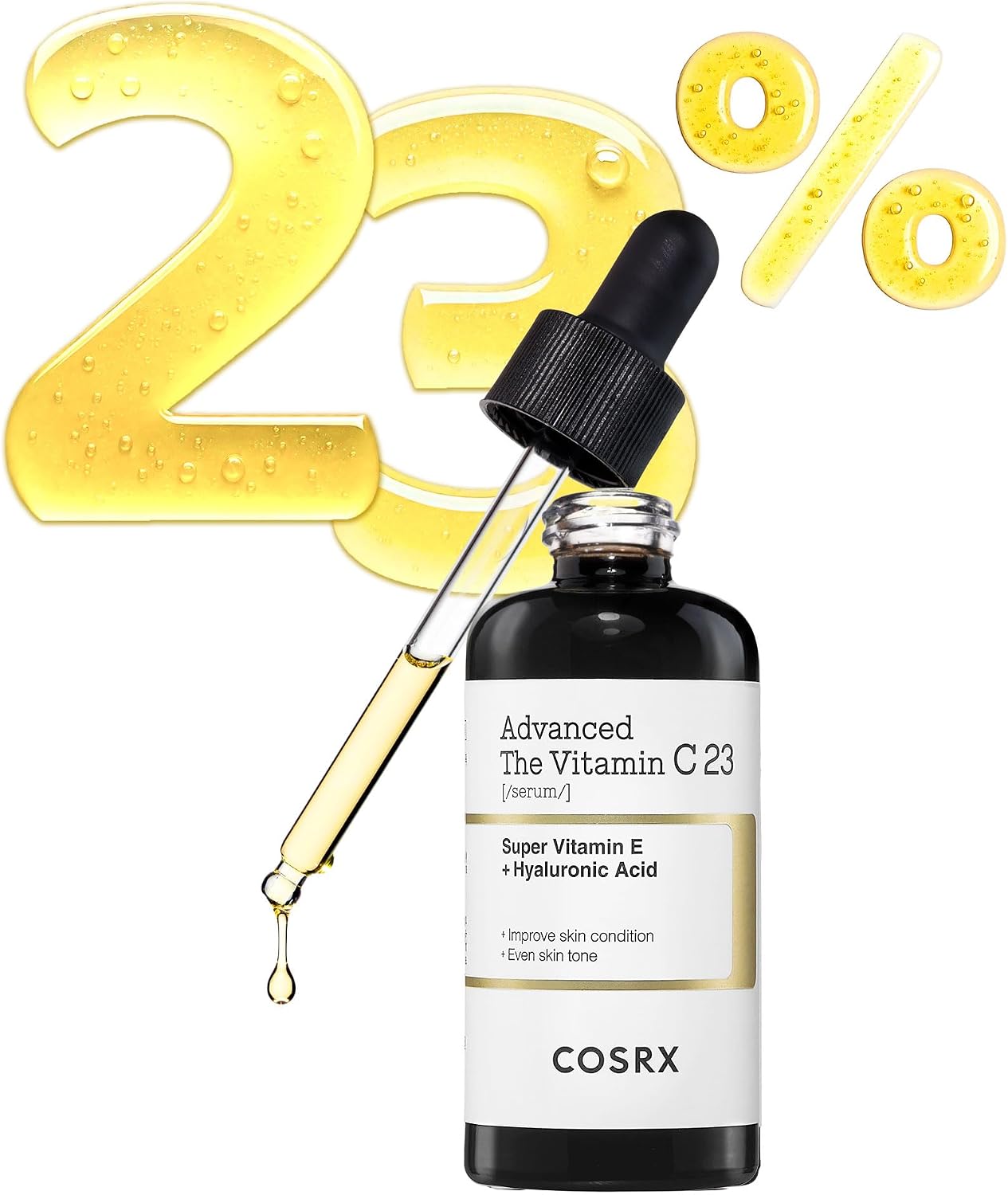 COSRX Vitamin C23 Serum, 2nd Generation, 0.7 oz 20 g, High Concentration, Raw Vitamin C, Pores, Glossy, Wrinkle, Pure Vitamin, Niacinamide, Vitamin E, Hyaluronic Acid, Serum, Beauty Serum, Lotion, Pure Vitamin C, Sensitive Skin, Tested for Human Body, Cosuar X, Essence, Skin Care, Korea Kosher Mei