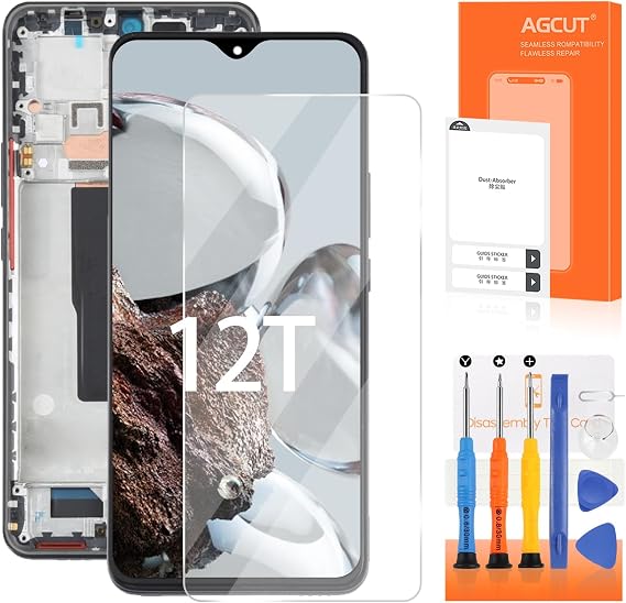 for Xiaomi 12T /12T Pro Screen Replacement for Xiaomi 12T Pro LCD Display 22081212UG 22081212G 22071212AG LCD Digitizer Touch Screen Assembly Repair Parts with Frame