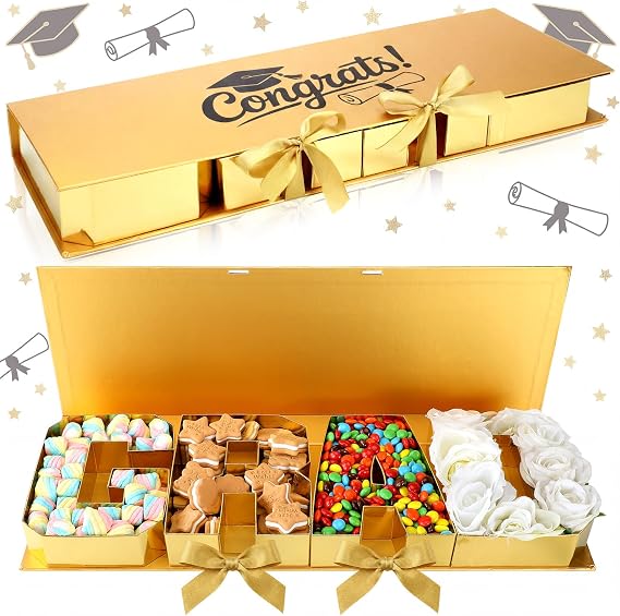 Gueevin Large Graduation Gift Box 2026 Grad Party Favors, Gold