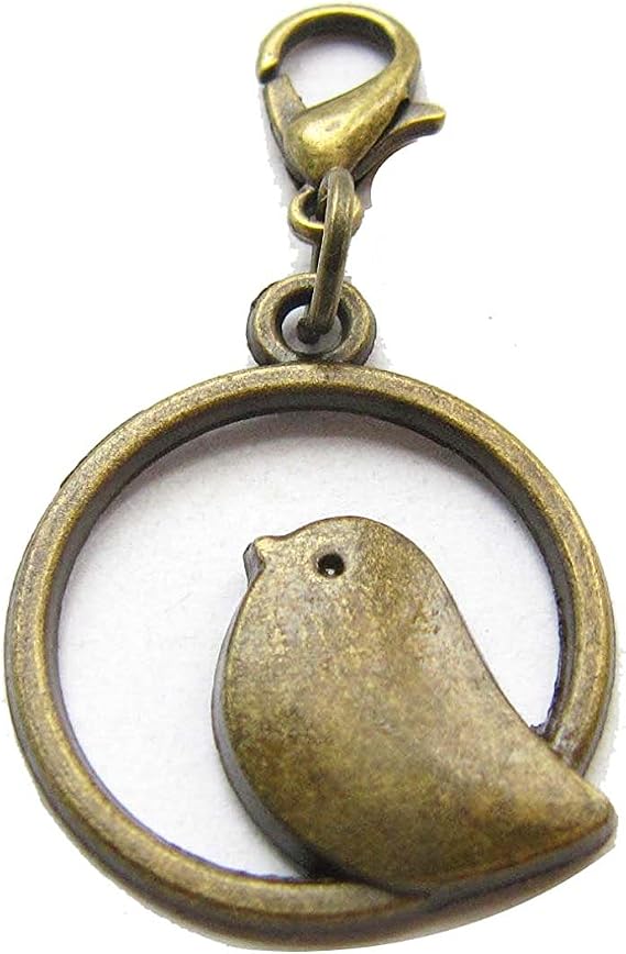 Bird zipper pull Charm - Decorative Zipper Sewing Supply Accessory for Zipper Purse Bag (Ancient Bronze Birdcage, 2x2.4cm)