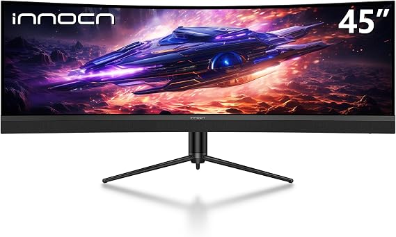 INNOCN 45C1R 45" 5K2K 5120 x 1440p Ultrawide Curved Gaming Monitor, R1500, HDR400, USB Type-C 90W Power Delivery, PIP/PBP, Built-in Speaker, Height Adjustable, Black