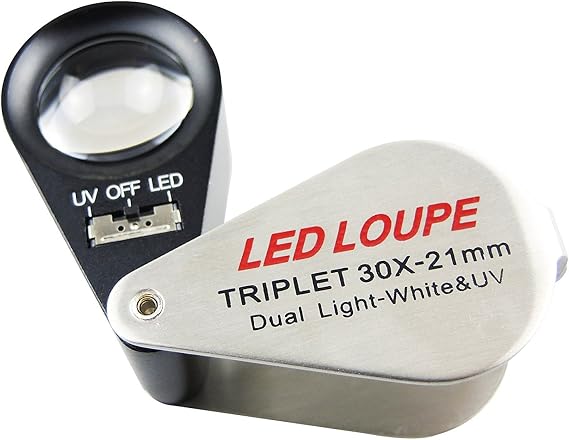FVRYCA 30X Gemstone Loupe for Watches Hobbies Antiques with LED Light for Jeweller,School Training