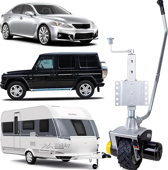 12v 550W Motorized Jack Wheel Trailer, Electric Joc-key Wheels Rv Mover Dolly, Automotive Universal Accessories for Trailer Moving Couplings, Aluminium Motorised Joc-key Wheel Trailer Mover