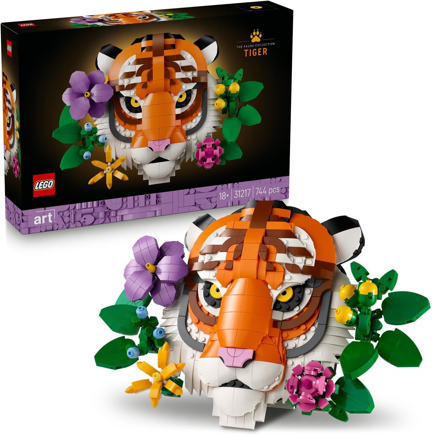 LEGO Art Fauna Koleksiyonu – Kaplan 31217 - Sanat Sever Yetişkinler için Çiçekli Dekoratif Model Yapım Seti, Doğum Günü Hediyesi, Özel Gün Hediye Fikri 744 Parça