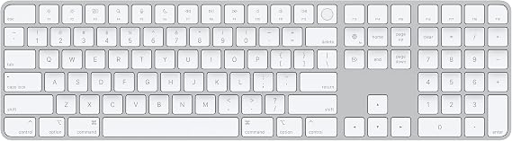 Apple Magic Keyboard with Touch ID and Numeric Keypad: Wireless, Bluetooth, Rechargeable. Works with Mac Computers with Apple Silicon; US English - White Keys