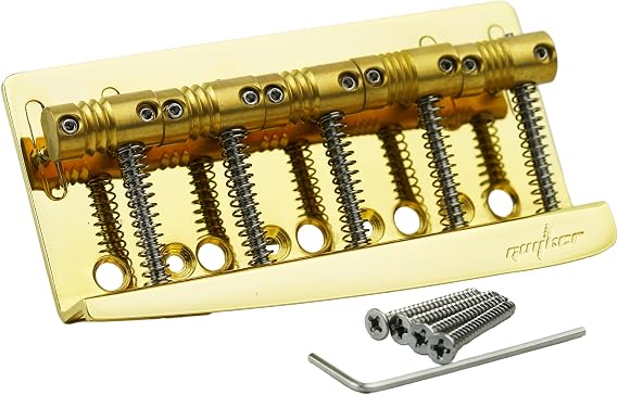 Guyker 5 String Electric Bass Bridge with Vintage Style Saddles Replacement Part (GB-205, Gold)