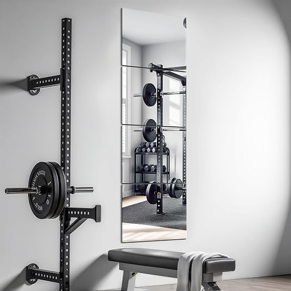 Delma Home Gym Mirrors, 12'' x 12'' Glass Mirror Tiles, 4 PCS