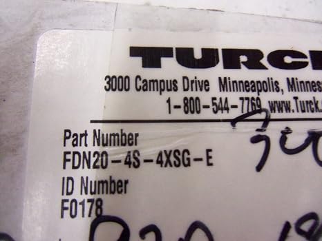 Turck Fdn20-4s-4xsg-e (f0178), 0.5 Amp Output Current, 24 Vdc, 4 Digital Inputs, 4 Universal Digital Channels, 5-pin M12 Eurofast Connector, Devicenet, I/o Station, Ip20, Pnp Sensor Style, Rotary Codi