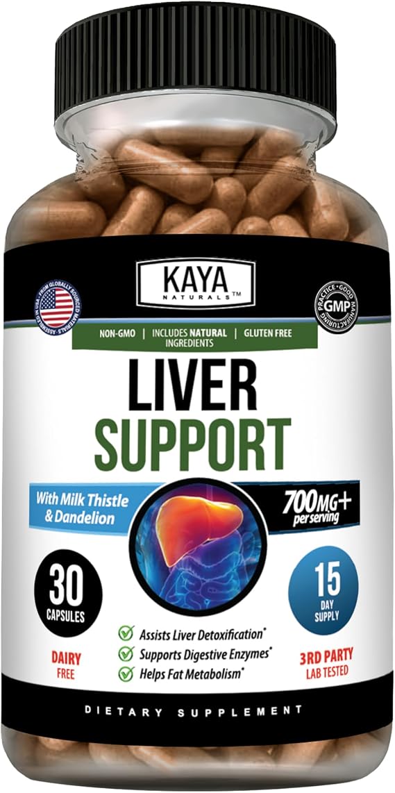 Kaya Naturals Milk Thistle Liver Support with Artichoke, Dandelion, 30 Ct