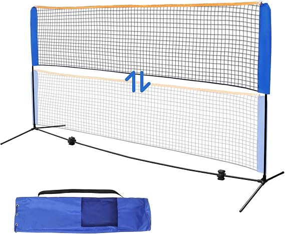 F2C Height Adjustable Portable Tennis Net, Badminton Net for Kids' Volleyball,Soccer Tennis,Pickleball, W/Steel Frame & Carrying Bag Indoor Outdoor Court Bench Backyard Driveway Gym,10FTX 5FT