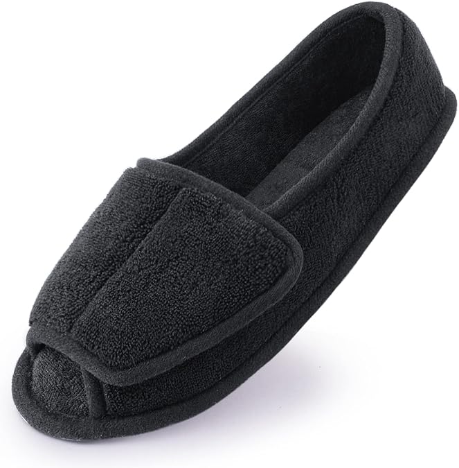 Git-up Women Diabetic Slippers/W Arthritis Edema Adjustable Closure Memory Foam House Shoes Open Toe Extra Wide