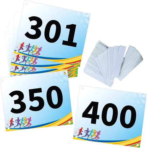 Tyvek Race Bibs Running Numbers Bibs with Race Bib Tape Instead Pins Track Bib Numbers for Tryouts Racing Bibs Audition Numbers for Marathon Runners Events Sports Games