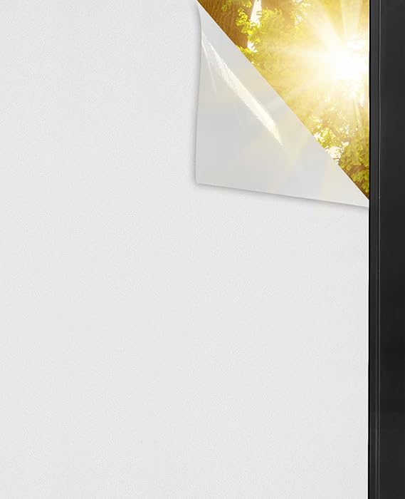 Shackcom White Total Blackout Window Film 35.4 x 78.7inches, Static Cling Window Covering, 100% Light Blocking Glass Opaque Film, Room Darkening Window Vinyl for Privacy Day Sleep Sun Blocking