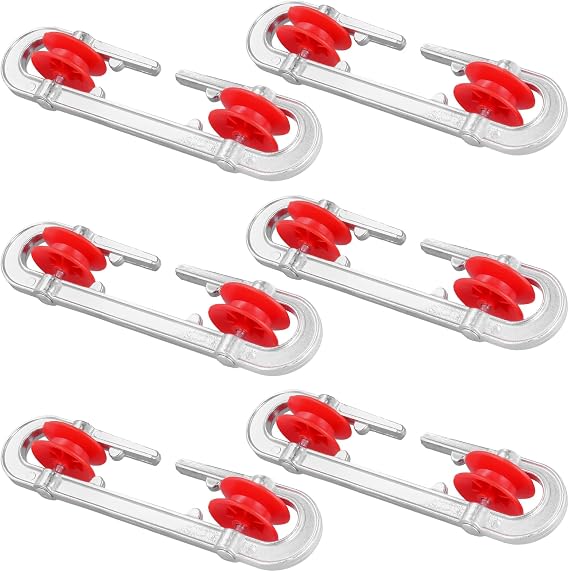 6 Pcs Clothesline Spreader, 7.3 x 1.8 x 1.5 Inch Sliver Aluminum PP Clothesline Tightened Clothes Line Pulley for Long Clothesline and Heavy Loads