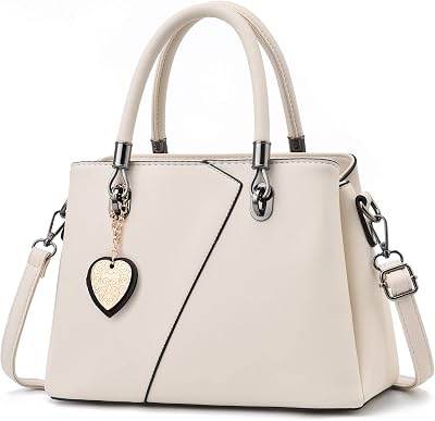 Womens Leather Handbags Purse Top-handle Bags Contrast Color Stitching Totes Satchel Shoulder Bag for Ladies Black