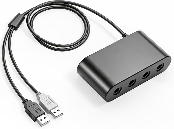 Gamecube Controller Adapter for Wii U, PC Windows, Nintendo Switch/OLED/Switch 2 Gamecube Converter, Support 4 Gamecube Controller to Play Supper Smash Bros with 3.3ft Long Cable