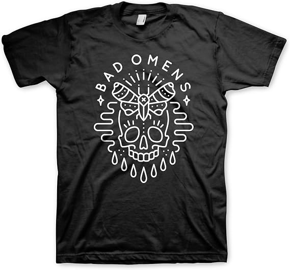 Bad Omens Skull Moth Mens Black Short Sleeve T Shirt Rock Band Graphic Tees