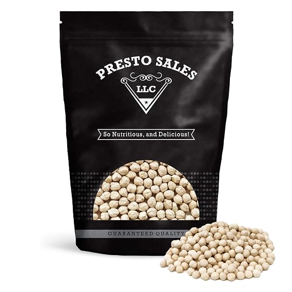 Chickpeas, White roasted salted, Oil free, Tasty Snack, Plant-Based Protein, Versatile, Energy, Garbanzo beans, All Ages, Packed in a Resealable Pouch Bag of 5 lbs. (80 oz.) by Presto Sales LLC