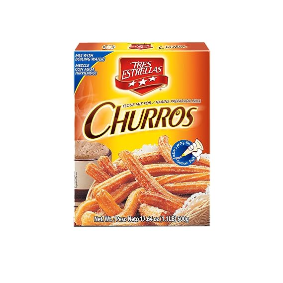 TRES ESTRELLAS Homemade Churro Mix, Includes Piping Bag & Nozzle, Easy to Prepare, 17.6 oz (Pack of 12) | Crispy Texture | Authentic Mexican Flavor for Homemade Treats