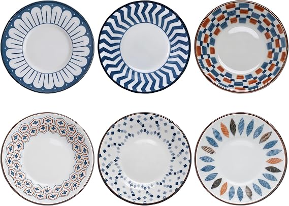6Pcs Ceramic Dipping Bowls, Elegant Japanese Style Sauce Dishes, Perfect for Condiments, Snacks, and Sushi Parties