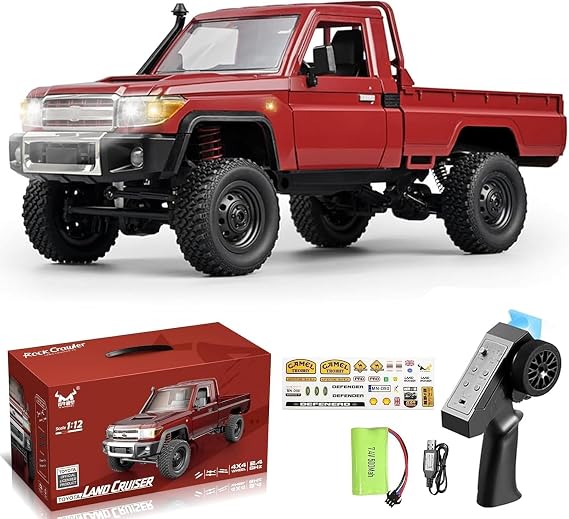 MN Model MN82 1/12 Toyota Land Cruiser LC79 4WD RC Model Crawler Offroad Uzaktan Kumandalı Araba Truck RTR Lisanslı Kırmızı+Dahili Işık Seti MN-82
