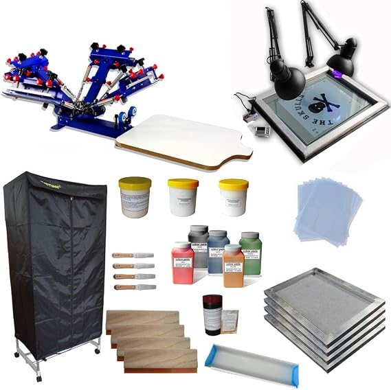 4 Color 1 Station Screen Printing Press Kit Full Set Starter kit