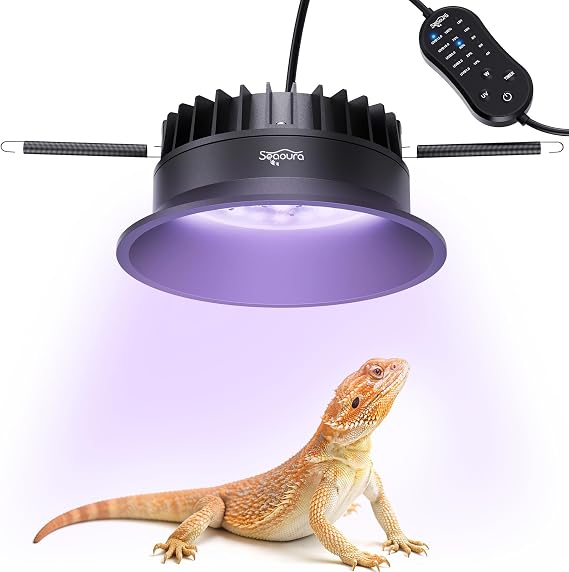 UVB UVA Light for Reptiles, Reptile LED Light Fixture with Timer & Dimming