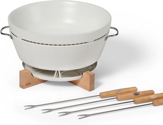 Chefn SweetSpot Fondue Set, Adjustable Tea Light Candle-Powered Fondue Pot with Ceramic Bowl,Perfect for Chocolate and Cheese, Easy to Use, Dishwasher Safe, Ideal for Entertaining, 9.6 x 9.6 x 5 Inch