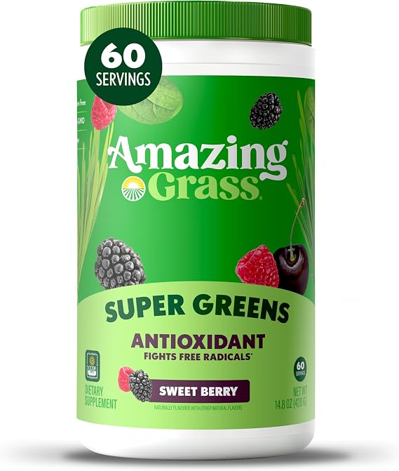 Amazing Grass Super Greens Powder Antioxidant Sweet Berry, 60 Servings