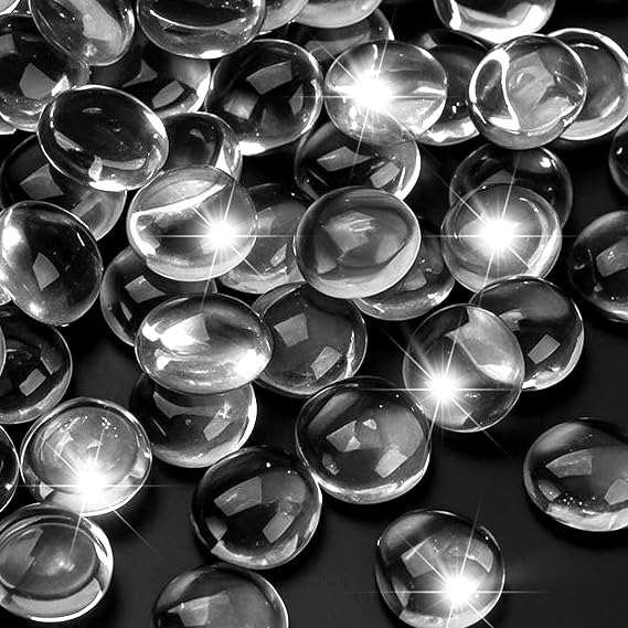10LB Clear Flat Glass Marbles for Vase Filler, Mancala Stones
