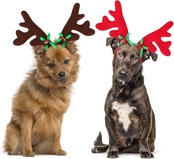 BWOGUE Dog Elk Reindeer Antlers Headband, Pet Christmas Costume Headwear