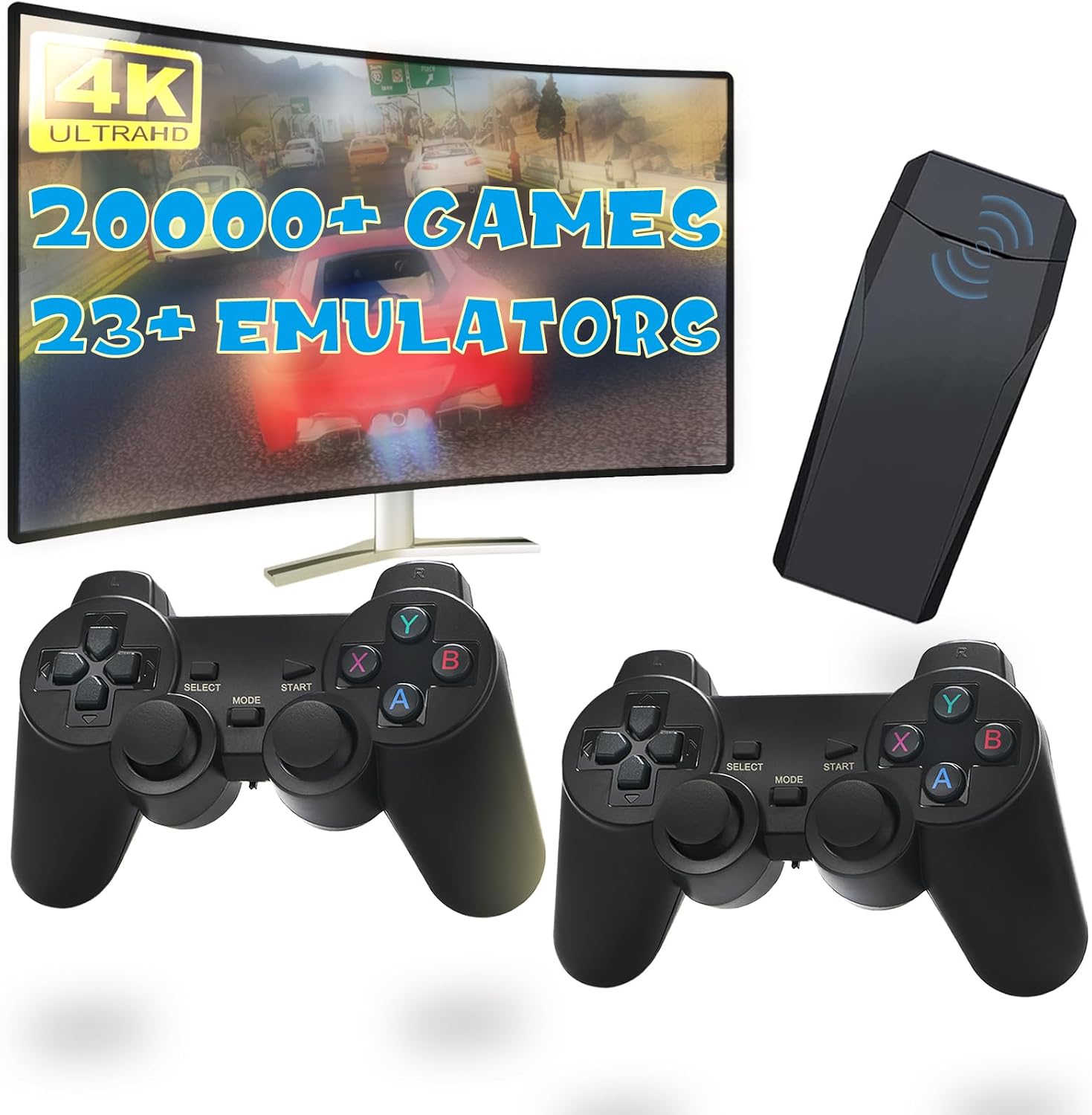 Retro Game Console, Built in 30000 Games, 9 Emulators, Plug & Play Video Game Console 4K HDMI Output for TV with Dual 2.4G Controllers for Kids Boys & Girls 64G