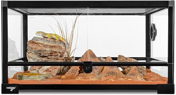 Reptile Tank 20 Gallon, 360Full Vision Glass Reptile Terrarium 24" x 18" x 12", 24 in Wide Front Opening Reptile Tank for Desert and Tropical Reptiles Gecko Bearded Dragon Snake Hermit Crab