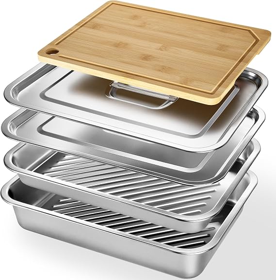 5-in-1 Grill Food Prep BBQ Meat Tray Container and Carry System Accessories