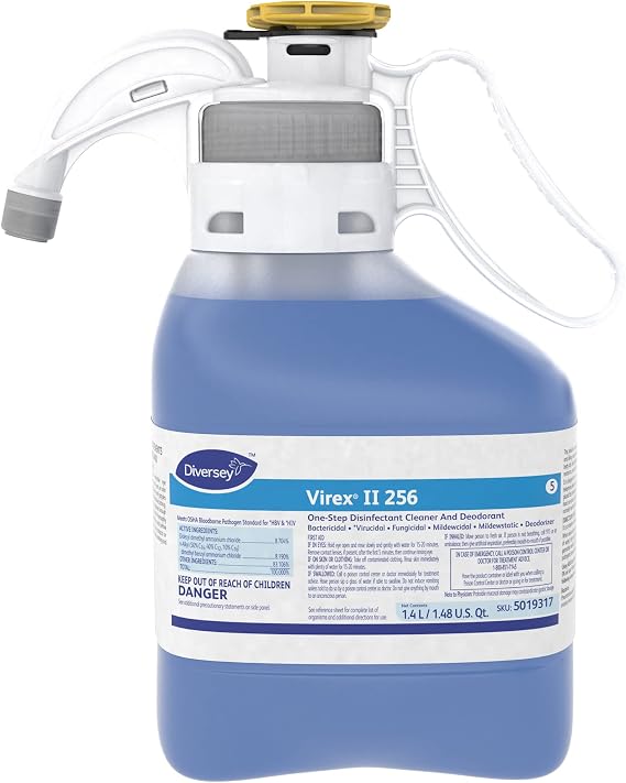 VIREX Diversey II 256 Disinfectant Cleaner SmartDose Conc, 1.4 L | One Step Cleaning, Fast Contact Time, Controls Odors, Cost Efficient 1:256 Dilution, Multi Surface Use