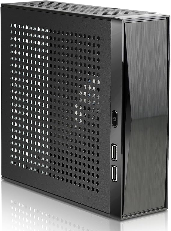 Mini ITX Case SFF Small Form Factor 0.6mm SECC Mini Tower Computer Chassis | Circular Mesh Ventilation Panel Fits Mini ITX Motherboards (6.7*6.7) and Laptop Charger,Ideal for HTPC Gaming PC