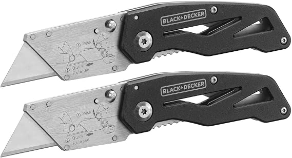 BLACK+DECKER Utility Knife, Folding, 2 Pack (BDHT10001)