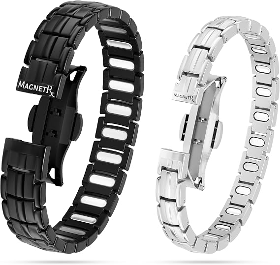 MagnetRX EllipseMAX Magnetic Bracelets for Couples 5X Strength 5,000 Gauss Titanium Bracelets for Men and Women with Adjustable Length