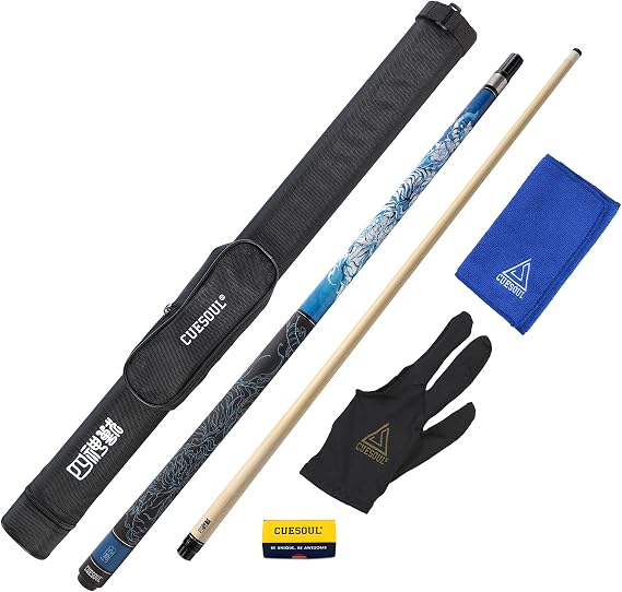 CUESOUL 19oz Pool Cue with Black case,13mm Tip,58inches Mythological Symbols Pattern 4 Styles