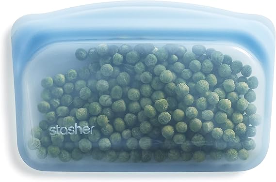 Stasher Reusable Food Grade Silicone Food Grade Storage Bags Reduces Disposable Plastic Blue (Snack) Cooking Storing Sous Vide or Freezing Leak Proof Dishwasher Safe Eco Friendly 340 ml