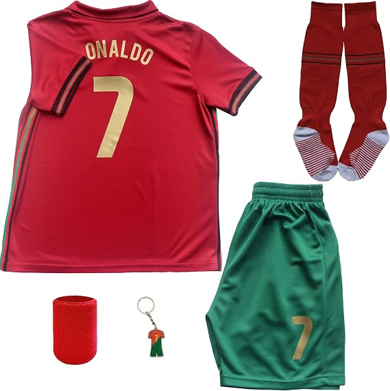 ORGBRAIN No #7 Home Kids Soccer Football Futbol Jersey & Shorts Socks Set Youth Sizes
