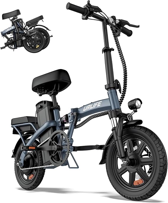 URLIFE Folding Electric Bike for Adults, 14" Portable ebikes, 20-40 Mile Long Range Commuter Bike, 500W Peak Motor, 20MPH, UL 2849 Mini Bikes for Teens