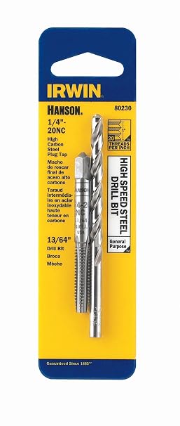 Irwin Tools IRWIN Drill And Tap Set, 1/4-Inch - 20 NC Tap and 13/64-Inch Drill Bit (80230)