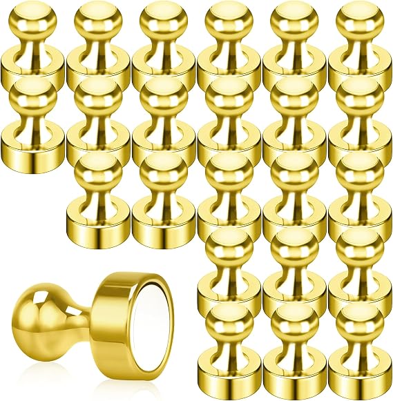24Pcs Gold Fridge Magnets Decorative Refrigerator Magnets Small Strong Magnet for Whiteboard,Locker,Classroom, Kitchen Accessories, Decor Must Haves Office