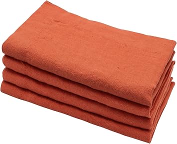 Rust Linen Napkins, 20 x 20, Set of 4, 100% Pure Linen, Cloth Dinner Napkin, Stonewashed Bulk Rustic Napkins, Soft Linens for Weddings, Decorative Parties Everyday Use
