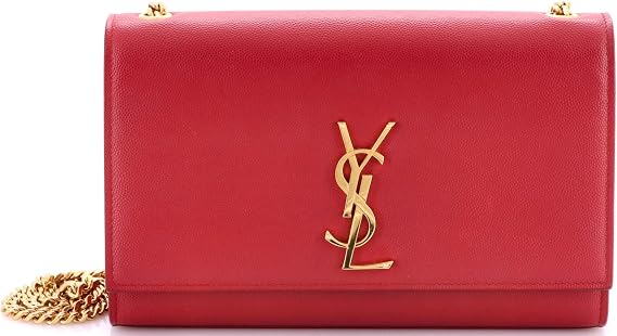 Saint Laurent, Pre-Loved Classic Monogram Crossbody Bag Grainy Leather Medium, Red