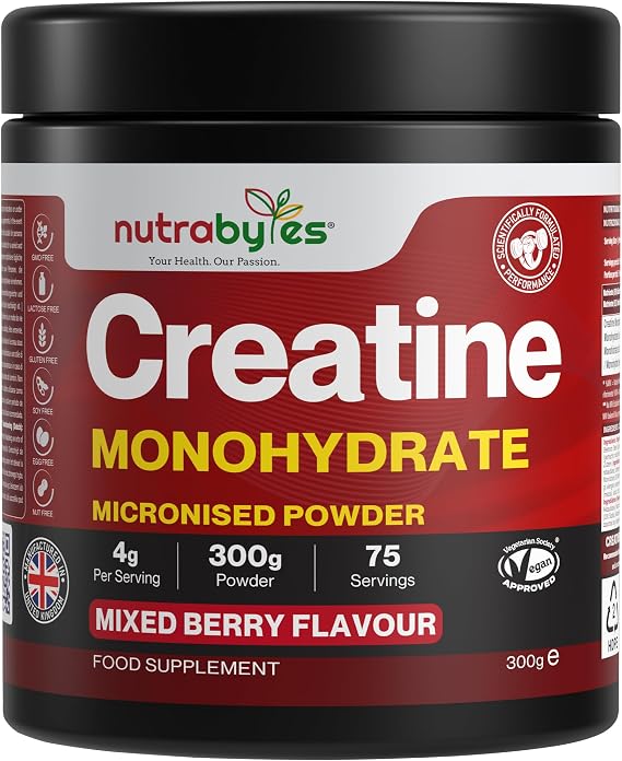 Creatine Monohydrate Powder | Micronised Creatine | Men & Women | Vegan (Mixed Berry Flavour)